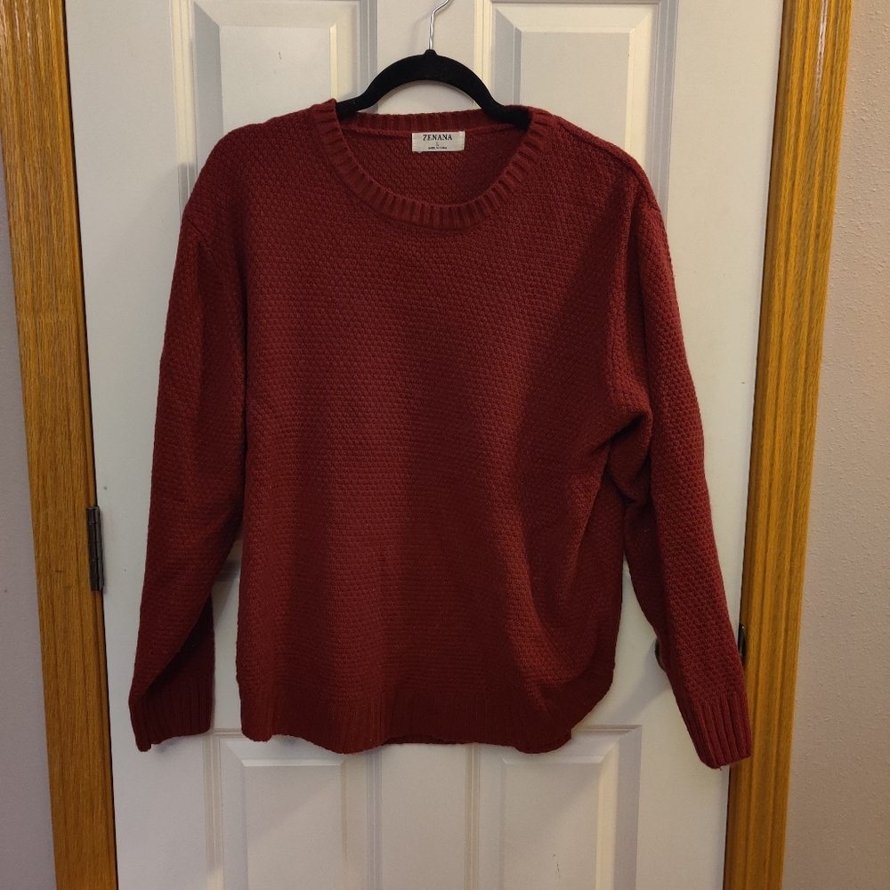 Zenana Red Crew Neck Sweater